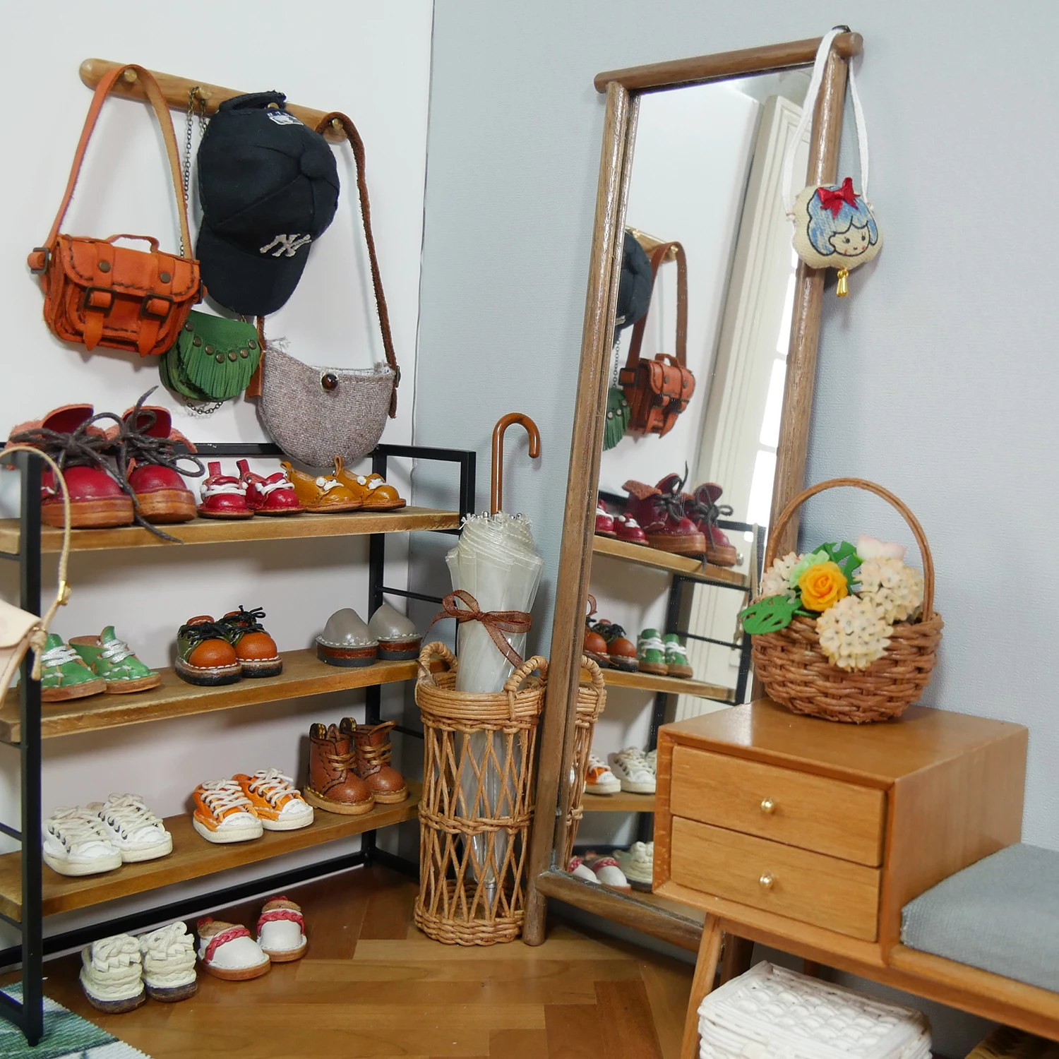 1/6 Scale Miniature Dollhouse  Bedroom living room decoration accessories fitting mirror 6