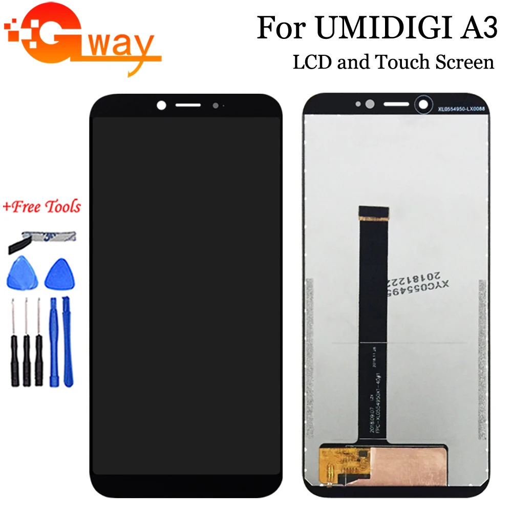 

FSTGWAY For UMI Umidigi A3 LCD Display+Touch Screen Digitizer Assembly Black Repair Parts 100% Tested High Quality + Free Tools