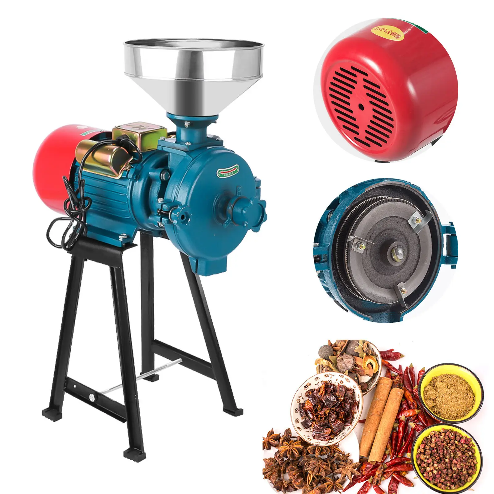 220V Electric Feed Mill Wet Dry Grain Cereals Grinder Grinding Machine for  Animals Corn Rice Grain