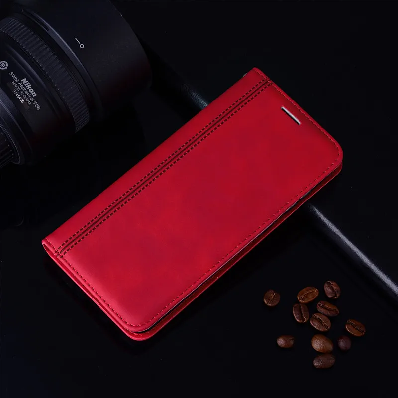 Leather Wallet Flip Case with Card Holder and Magnetic Closure