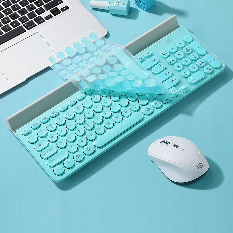 Colorful Bluetooth Keyboard and Mouse Set Gaming Keyboard for Laptop Computer Tablet PC Gamer Round Keycap iPad Keyboard Mouse