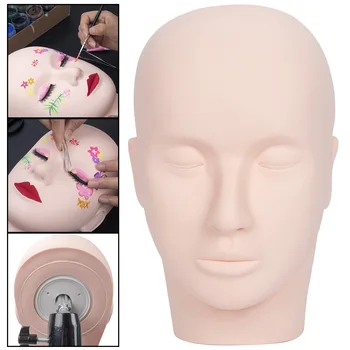 

Makeup head with 10 pairs eyelashes Rubber Training Eyelash Head Mannequin head for eyelashes extension planting massage tatoo