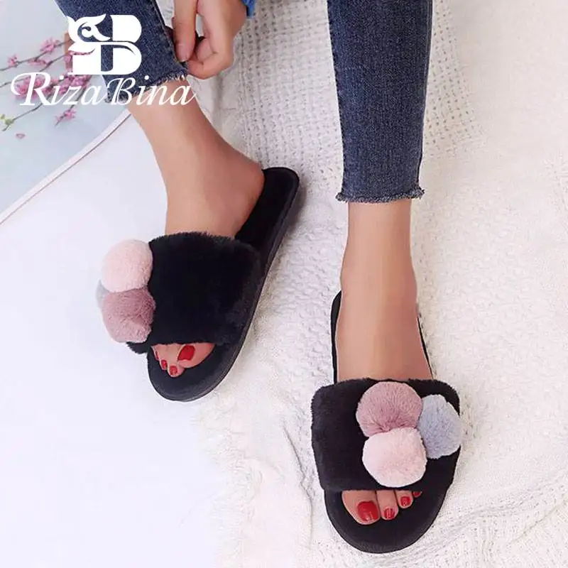 

RizaBina New Women Winter Warm Slippers Home Shoes Women Fashion Snow Comfortable Indoor Slippers Footwear Size 36-41