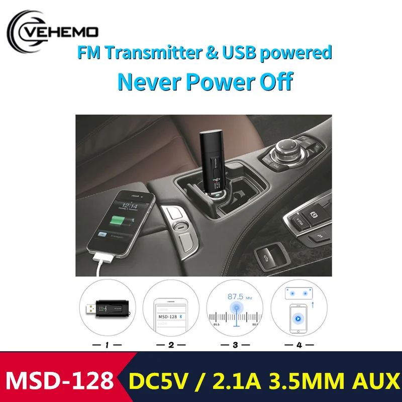 Автомобильный FM передатчик USB 3 5 мм Aux Bluetooth 0|FM-трансмиттеры| |