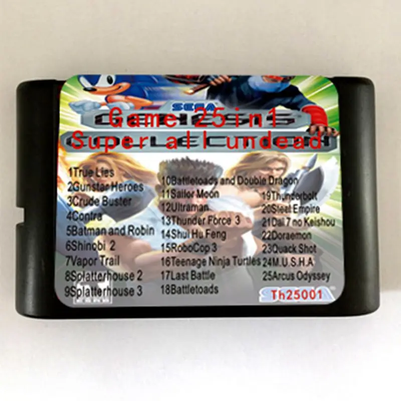 Большая Акция 16-битная игровая карта MD 25 в 1 для Sega Mega Drive &amp Genesis | Электроника