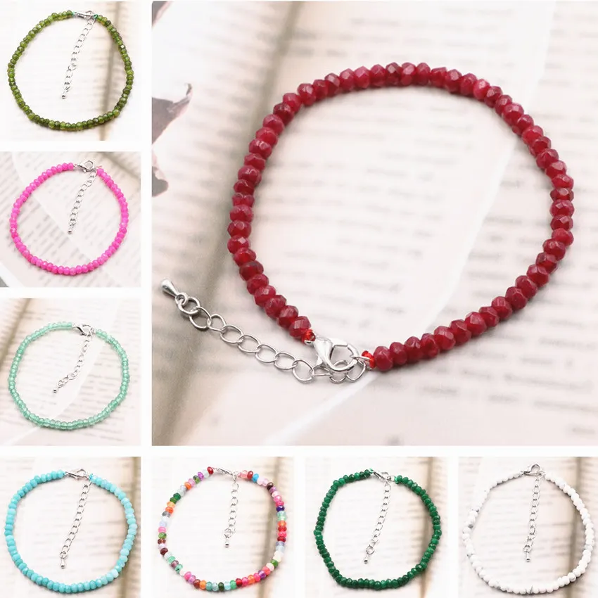 

Trendy Bracelet Natural Stone Beads Strand Charms Bracelets Stone Rubys Aquamarines Aventurine Howlite Bangle Jewelry Gift B103
