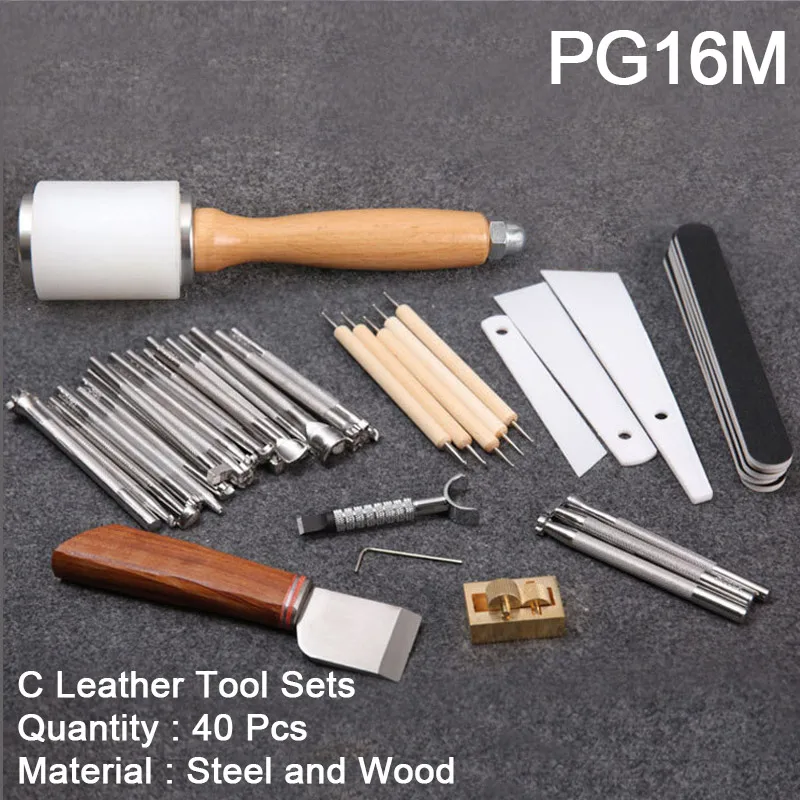 C Leather Tool Sets Набор кожаных инструментов для рукоделия, инструменты для резки кожи, нож для резки/молоток/кожаный поворотный нож/ящик для хранения инструментов - Цвет: C Leather Tool Sets