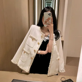 

"Listen to Dew" 20 Autumn Classic Versatile French Non-mainstream Design Elegant Debutante Crew Neck Graceful Coat Female