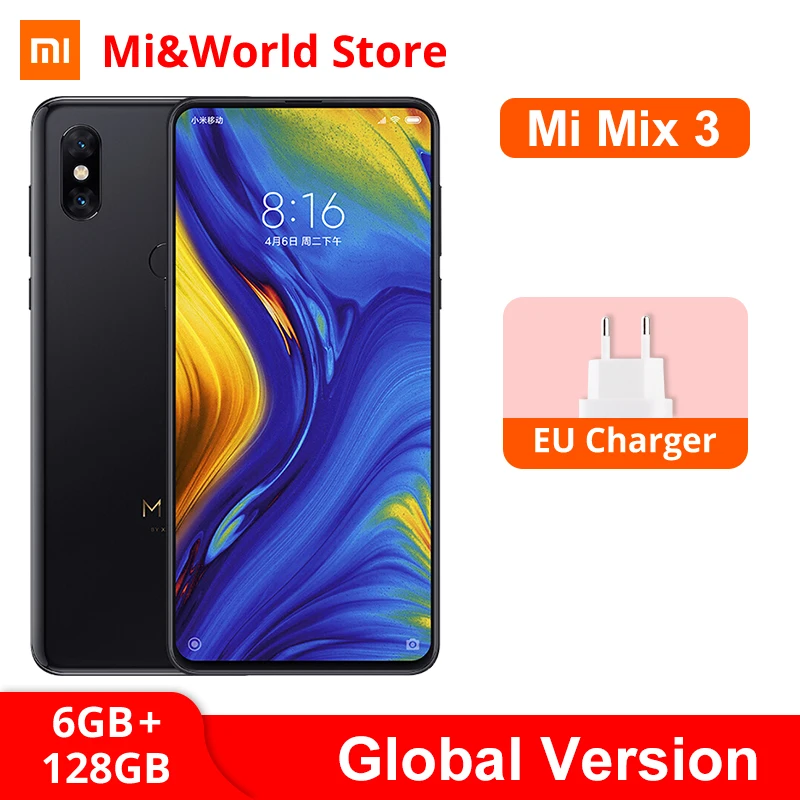 Смартфон Xiaomi Mi Mix 3 6 ГБ 128 mix3 Snapdragon 845 NFC 39 дюймов AMOLED экран 24 МП фронтальная камера