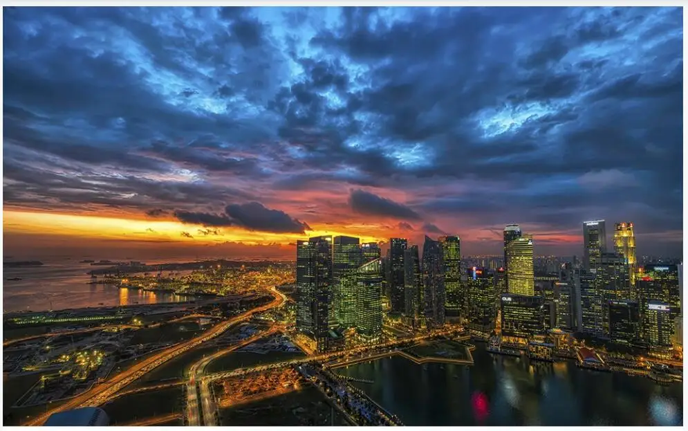 

3d wallpaper custom photo Night scenery of modern city scenery background home decor room 3d wall murals wallpaper for walls 3 d
