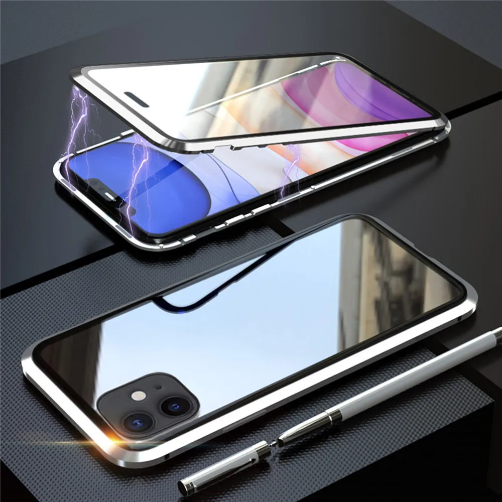 Для iphone 11 двухстороннее прозрачное закалённое стекло Магнето корпус телефона защитный чехол для iphone 11 Pro для iphone 11 Pro Max