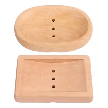 

Home Bathroom Wooden Soap Case Holder Sink Deck Bathtub Shower Dish Rectangular Hand Craft Natural Wooden Holder Sponges