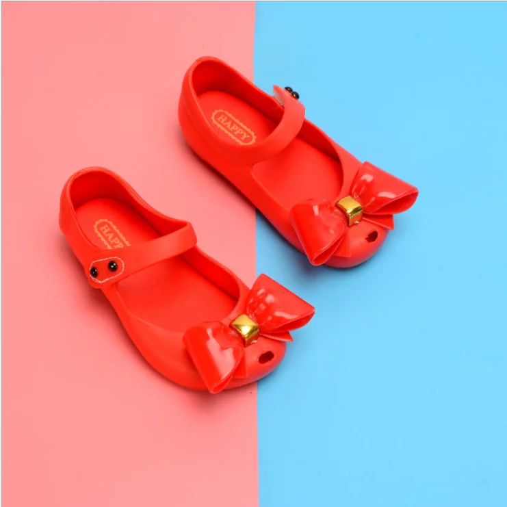 Красный Melissa/Новинка года; сандалии для девочек; прозрачная обувь принцессы с бантом; нескользящие пляжные сандалии для девочек; обувь для девочек; Размеры 6-1 - Цвет: Красный