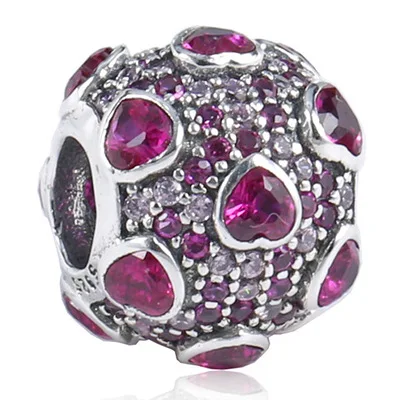 Fit PANDORA браслет Шарм DIY бусины для изготовления ювелирных изделий поцелуй больше Шарм Красный CZ 925 серебряные ювелирные изделия подарок на день Святого Валентина - Окраска металла: Коричневый