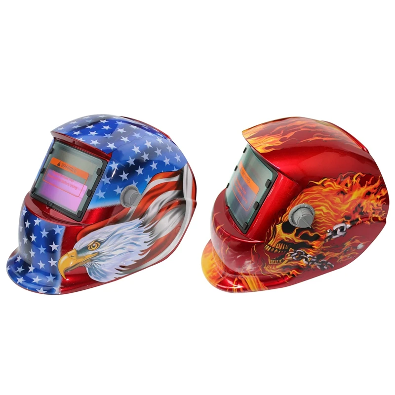 

2Pcs Pro Solar Welder Mask Auto-Darkening Welding Helmet Eagle Head & Fire Skull