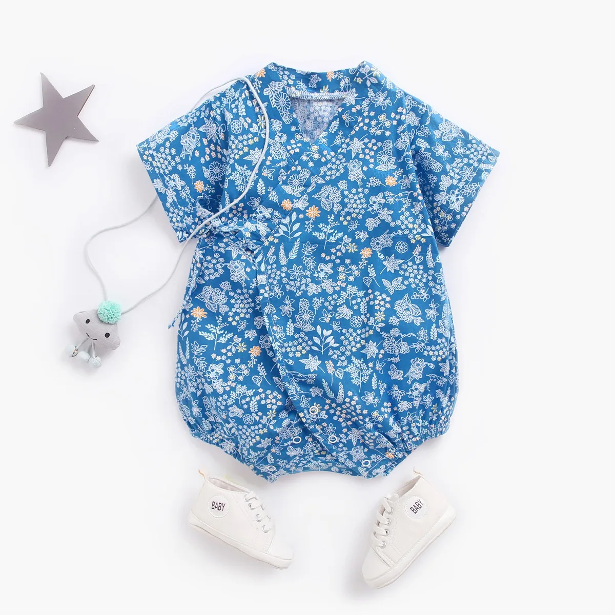 Baby Bodysuits Cotton Short Sleeves Cute Flowers Cartoon For Baby Boys Girls