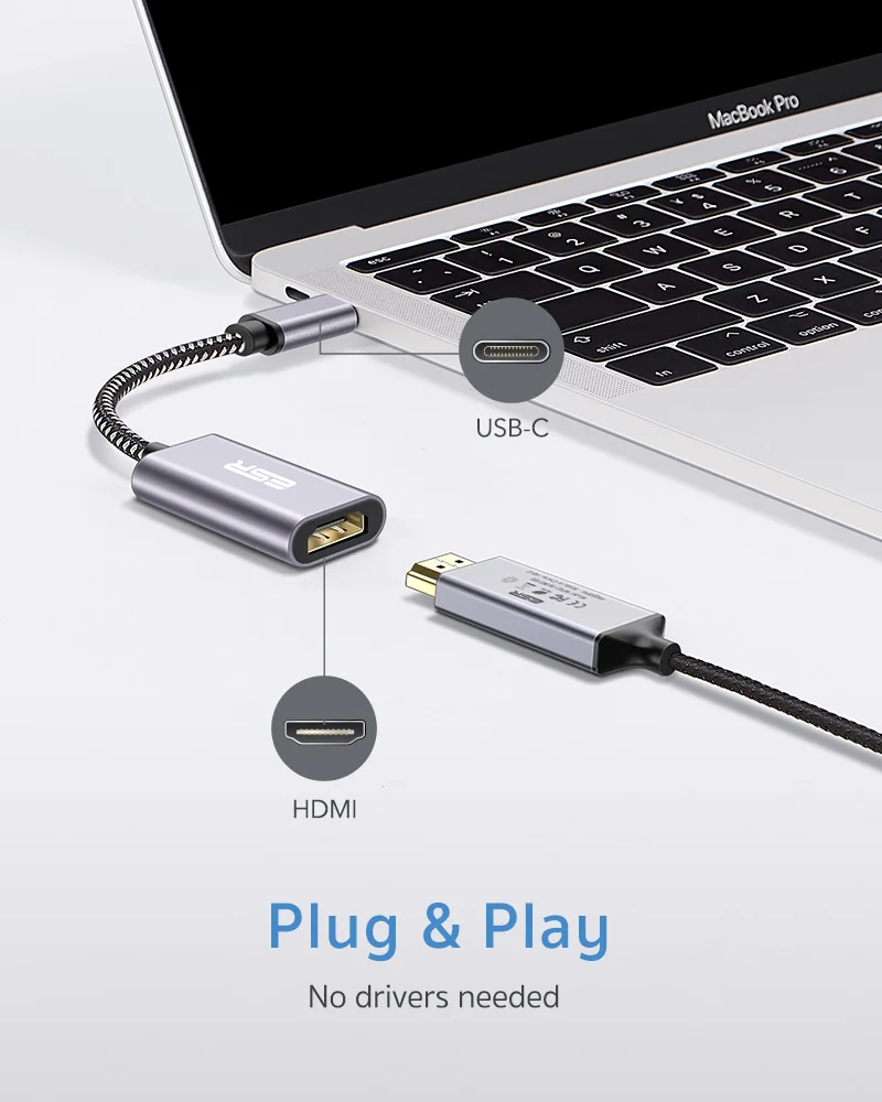 ESR Кабель с разъемом USB типа C на HDMI адаптер 3 1 конвертер для ноутбука MacBook Air Pro/Huawei