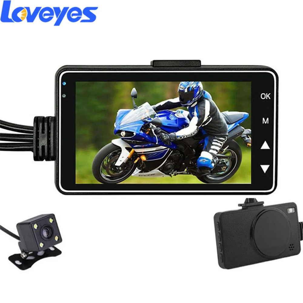 

Motorcycle Car Camera High Definition Night Vision 720P 3 '' Double Lens Waterproof Camera Vehicle Driving Recorder MT01
