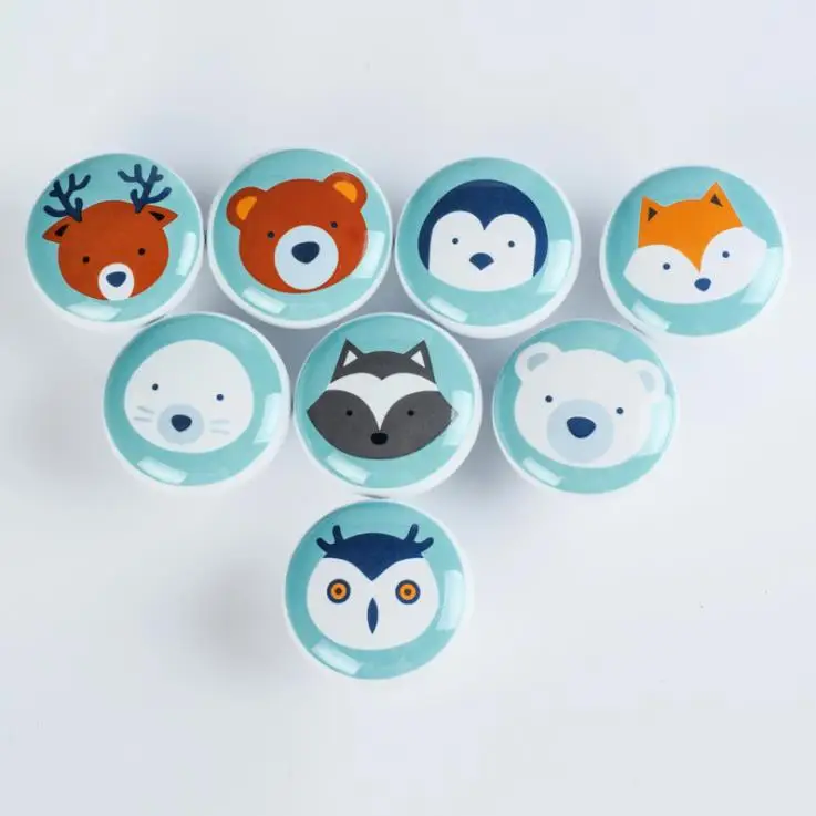 Lch Ceramic Carton Knob Bear Fox Penguin Children Room Hardware