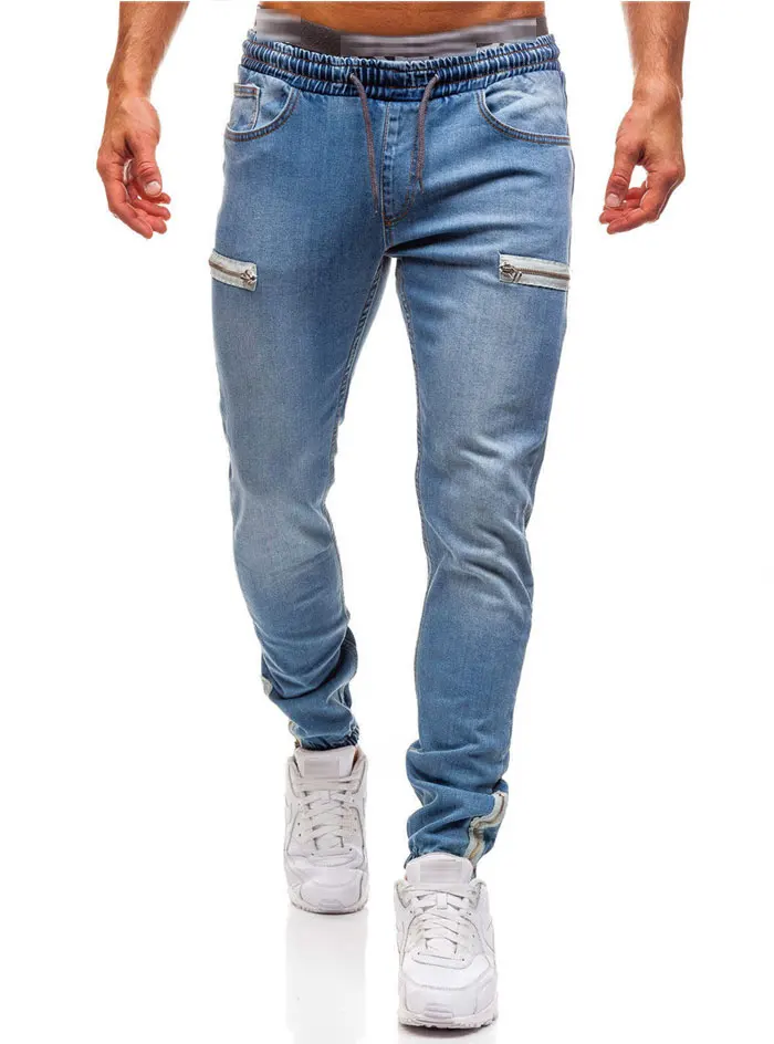 3 вида стилей Для мужчин эластичные узкие байкерские Slim Fit джинсовые Для мужчин с несколькими карманами, брюки карандаш с молнией Для мужчин повседневные джинсы модные штаны Повседневное