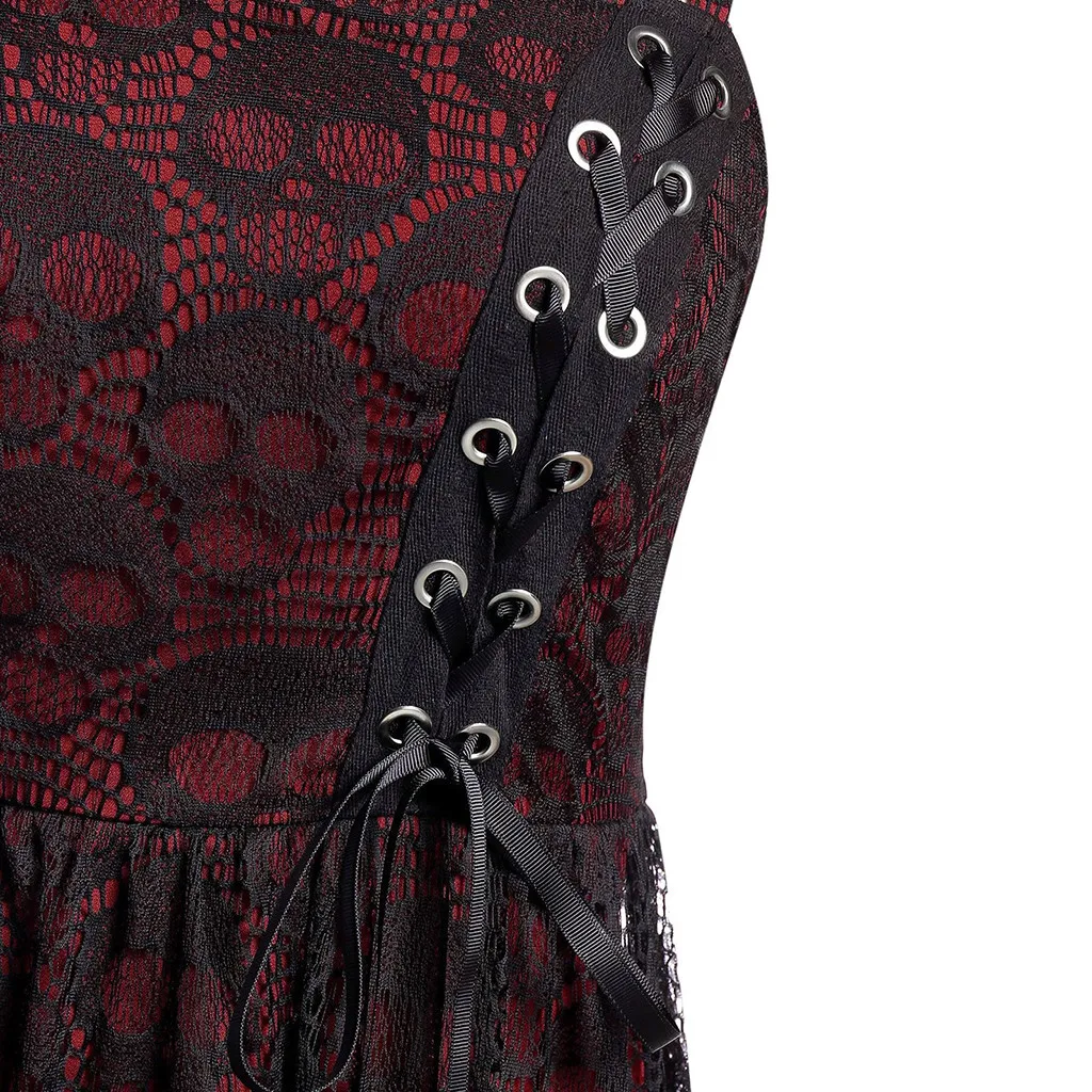 Женское платье, халат, Femme Vestidos, большие размеры,, модное кружевное платье на Хэллоуин, лоскутное платье без рукавов, Платье До Колена