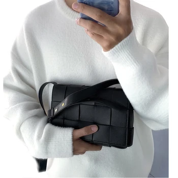 

Double sided cowhide leather Cassette bag Wide weave effect crossbody bags cow leather shoulder Bags