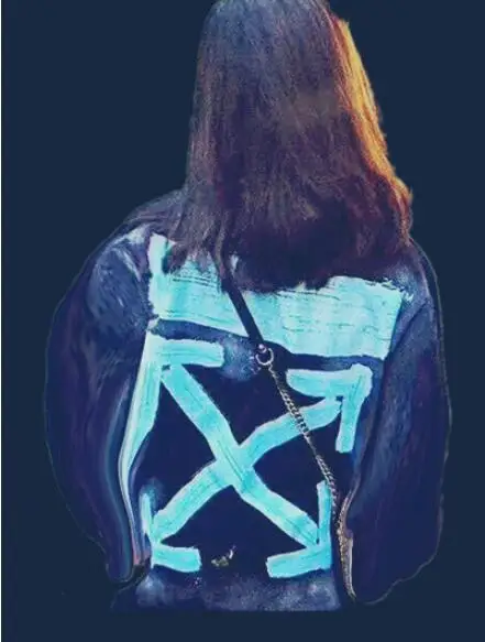 Граффити брызги чернил стрела 19ss Off-White OW Мужчины Женщины Осень Зима Мода хлопок свободная толстовка с капюшоном куртка