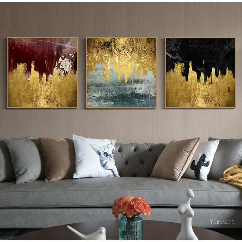 

Creatively Canvas Paintings Pop Art Golden Wall Pictures Posters Prints for Living Room Nordic Style Retro Art Home Decoration