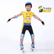 Cartoon roller skating clothing for kids custom pro team children mtb jerseys and shorts padded