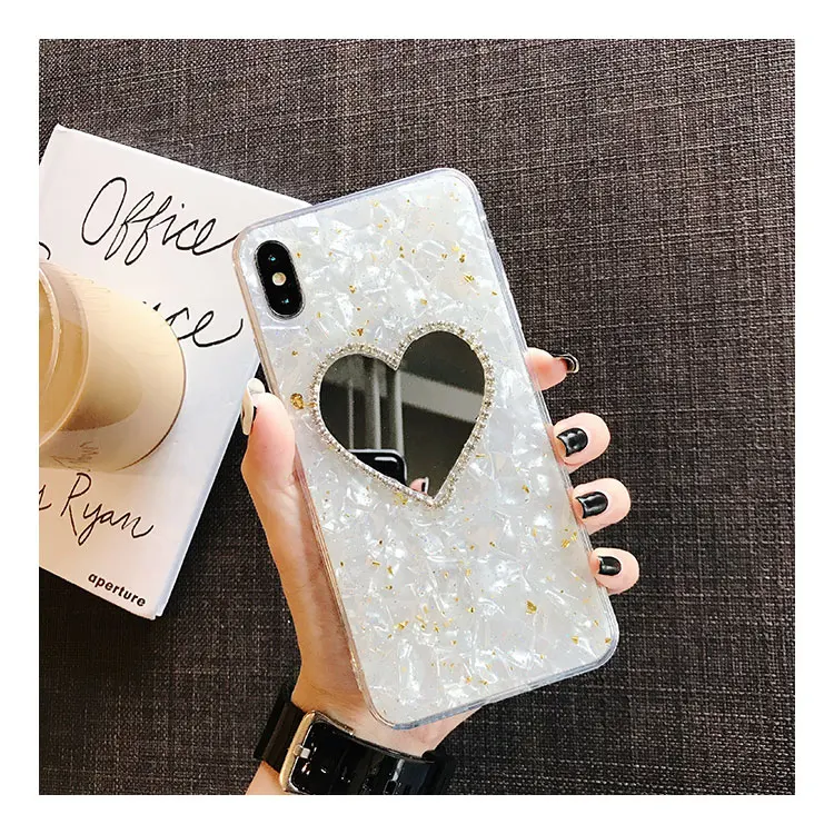 Ins Блестящий Алмазный зеркальный чехол с сердечком для телефона iPhone XS Max XR 6 7 8 6S Plus Xs Max Drop Клей бампер для iPhone 11