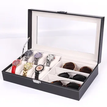 

6 slots luxury fashion men home black color pu leather watch box top quality watch storage box for men Watches 0904-01