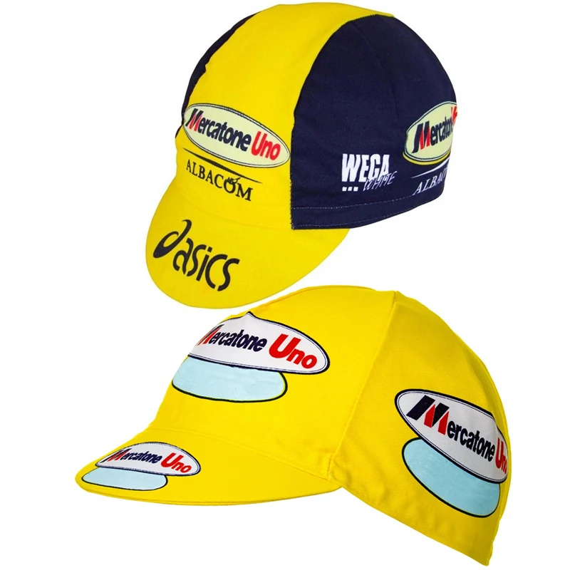 

Ретро велосипедная шапка Mercatone Uno, желтая велосипедная шапка, один размер, подходит большинству