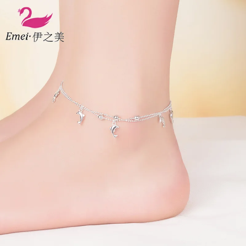 

2019 New Style Women's Anklet Korean-style-Style Double-Line Dolphin Anklet Hipster Silver Anklet
