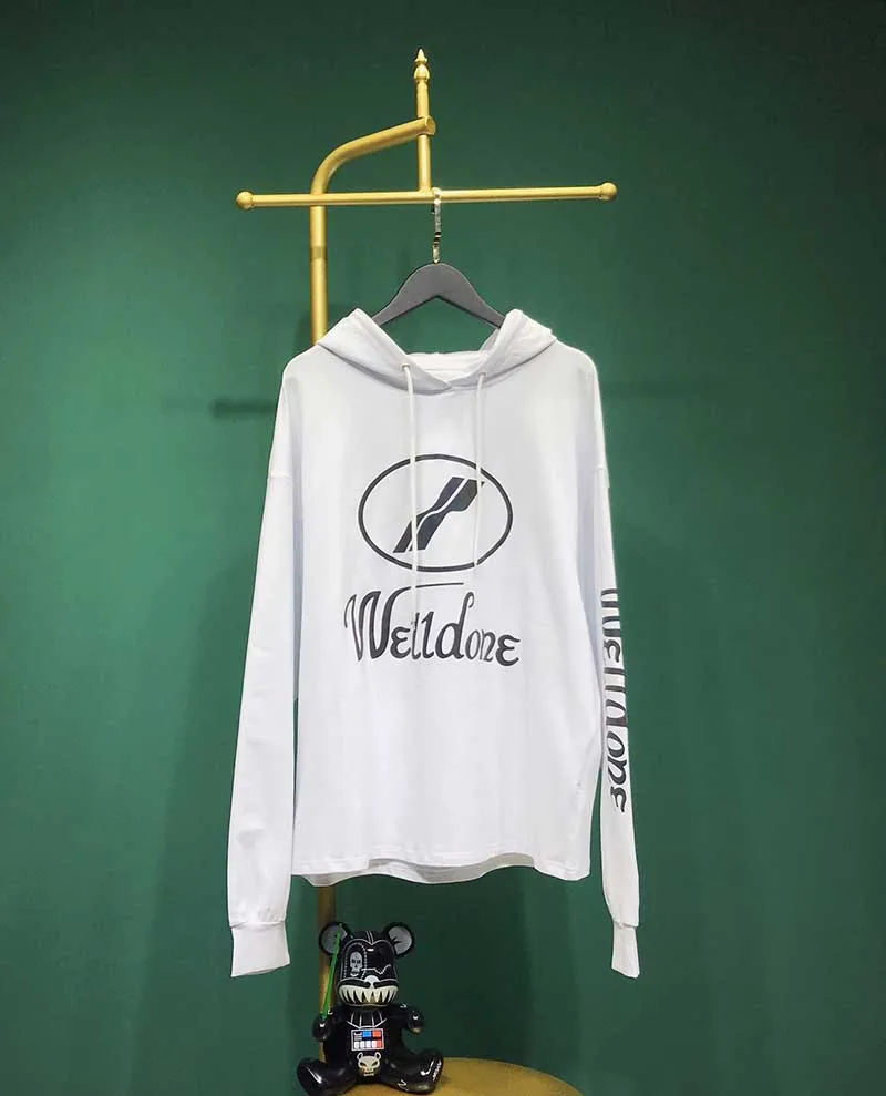 19SS We11done Модная брендовая толстовка высокое уличное свободное Для мужчин Для женщин Повседневное We11done цветной, отражающий Толстовка с длинным рукавом
