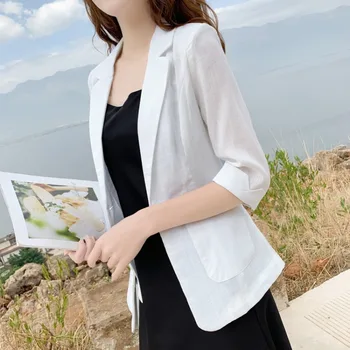 

Flax Small Suit Female Thin 2020 Autumn & Winter New Style British Suit Casual Versatile Cotton Linen Large Size Coat