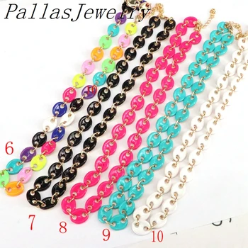 

1Pcs 2020 New Colorful Enamel Hand Made Pig Nose Shape Chain Necklace Gold Plated Enamel Europe Chain Necklace
