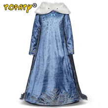 Новинка; Брендовое платье Снежной Королевы для девочек; платье принцессы Эльзы и Анны; детские зимние платья; детская одежда