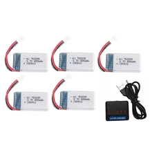 Новые 5 шт 3,7 V 400MAh Lipo батарея+ USB зарядное устройство запасные части для Hubsan X4 H107 H107L H107D JD385 JD388 752035 батарея, B