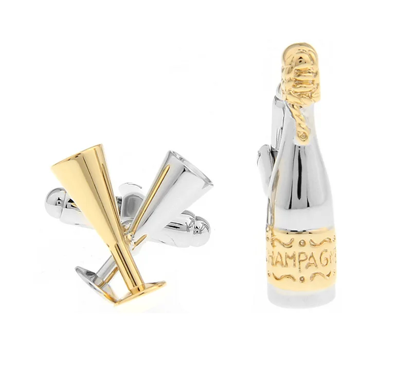 

Trendy Gold Color Beer Bottle Wine Cup Cufflinks Delicate Cuff Links Men's Luxury Fun Sleeve Nails Wedding Jewelry Gifts