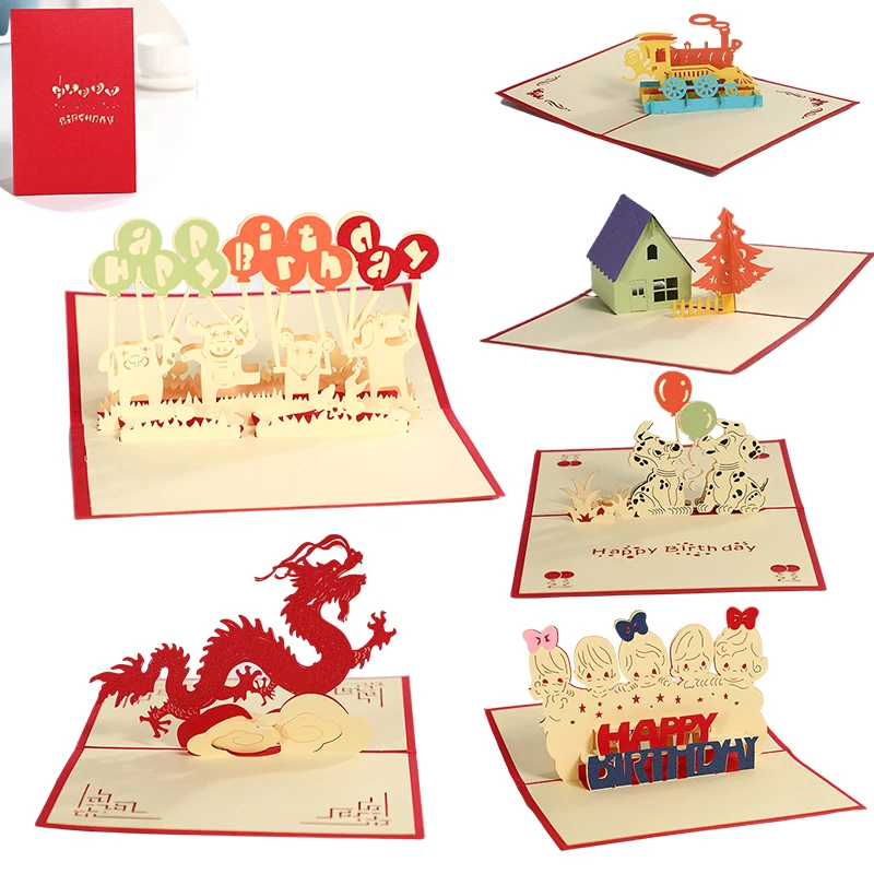 3D Pop Up Card Animal Park Happy Birthday Invitation Card for Girl Kids Wife Husband Greeting Postcard Favor Gift with Envelopes greeting cards