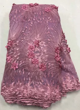 

New Design Onion African Mesh Lace Fabric High Quality Nigerian Tulle Lace French Net Lace with Beads and Stones for Dress ZA018