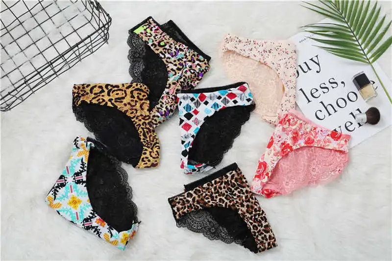 high waist panties Women Sexy Lace Pantie Cotton Seamless Breathable Leopard Sexy Lingerie Ice Silk Fashion Underwear cute panties