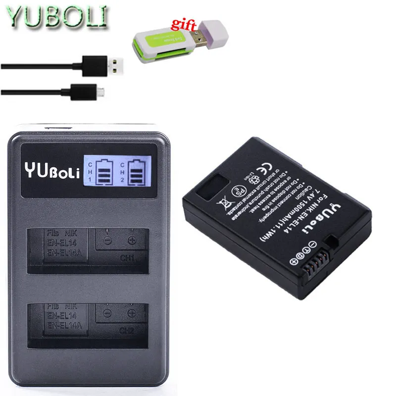 charger and 1battery Декодировать bateria EN-EL14 EN-EL14a ENEL14 RU EL14 EL14a Батарея для Nikon D3100 D3200 D3300 D5100 D5200 D5300 P7000 P7100 - Цвет: charger and 1battery