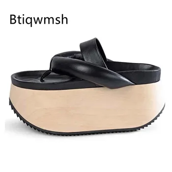 

2019 Novelty Clog Platform Sandals Women Flip Flops Leather Thick Bottom Wedge Shoes Woman Fashion Runway Slippers Casual Shoes