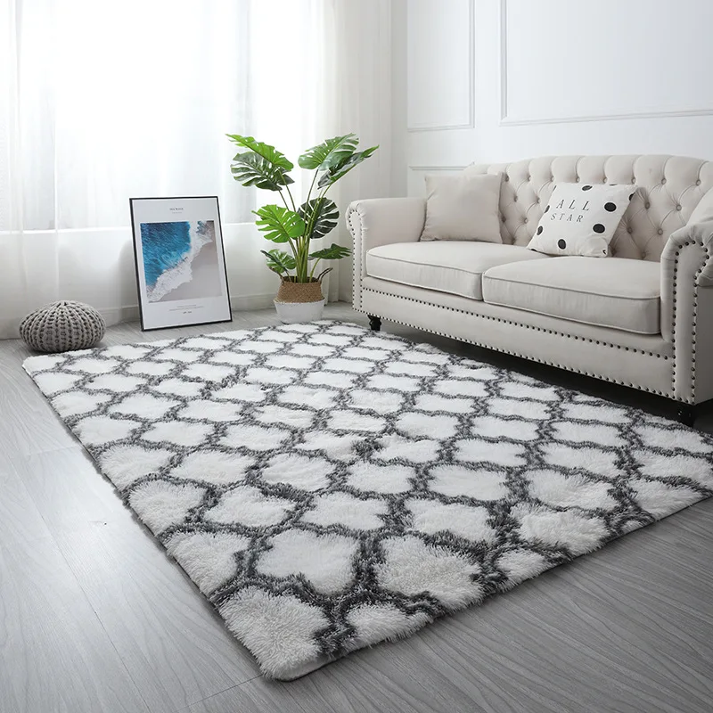 

Tie Dyeing Gradient Color Plush Soft Carpet Fluffy Rugs Thicken Area Rug Bedroom Living Room Water Absorb Anti-slip Floor Mats