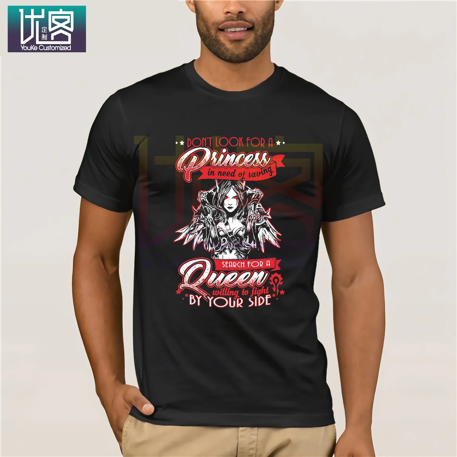 

2019 hot men shirt WORLD OF WARCRAFT DON'T LOOK FOR A PRINCESS IN NEED OF SAVING SHIRTS Funny Tees Cotton Tops T Shirt