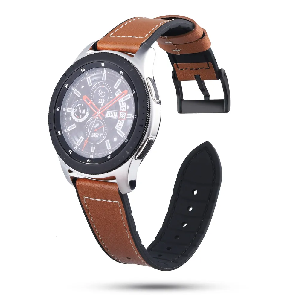 20 мм 22 мм Ретро силиконовый кожаный ремешок для samsung Galaxy Watch 42 мм/46 мм/Active 2-1/gear S3 Frontie/классический браслет ремень