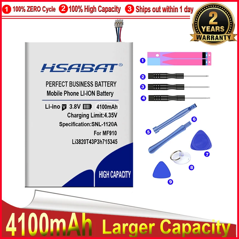 HSABAT 0 Cycle 4100mAh Battery for ZTE Grand S Flex / For Li3820T43P3h715345 MF910 MF910S MF910L MF920 MF920S MF920W+ | Мобильные