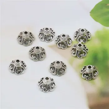 

10PCS Alloy Flower Spacers Hardware Fittings Accessory Silver-plate DIY Loose Beads Hand Maded Necklace Bracelet Women Jewelry