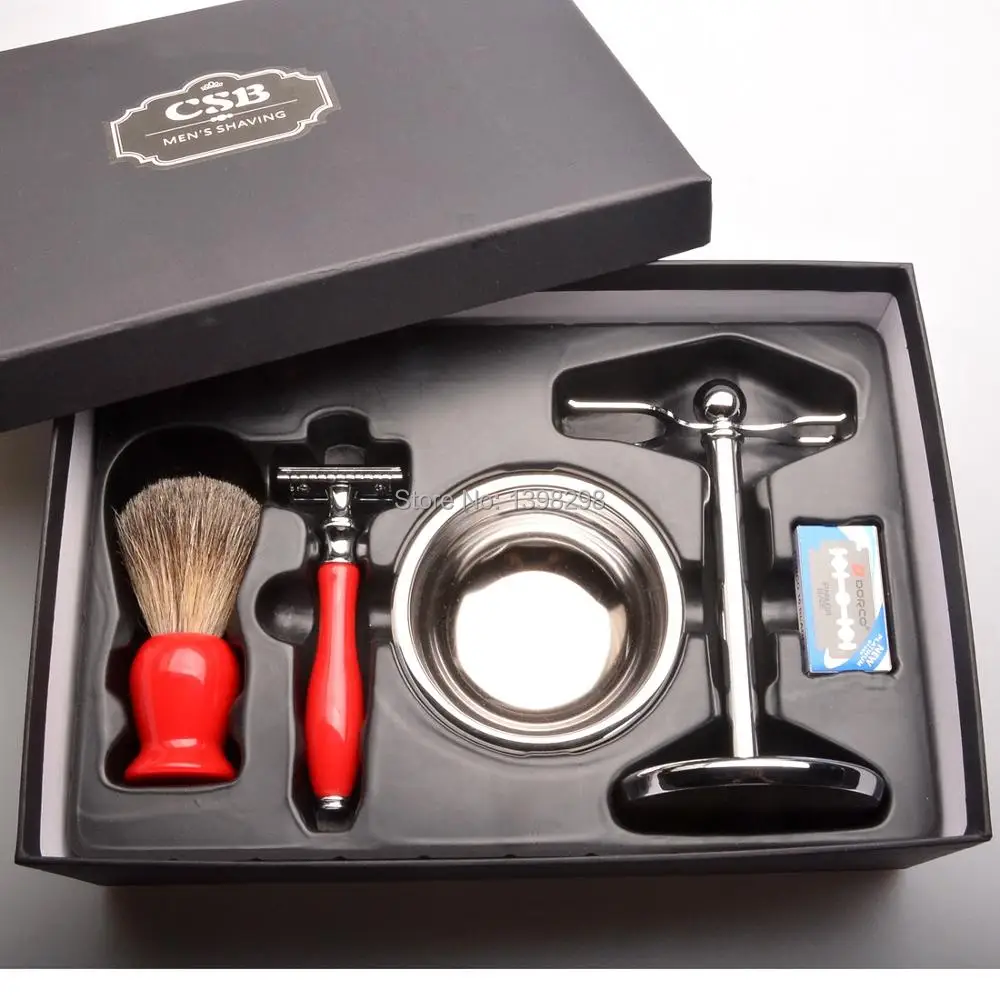 

CSB Resin/Metal Handle Badger Hair and shaving razor Luxury Badger Men Shaving Set/kits Ren Mens Grooming Shave Gift Set